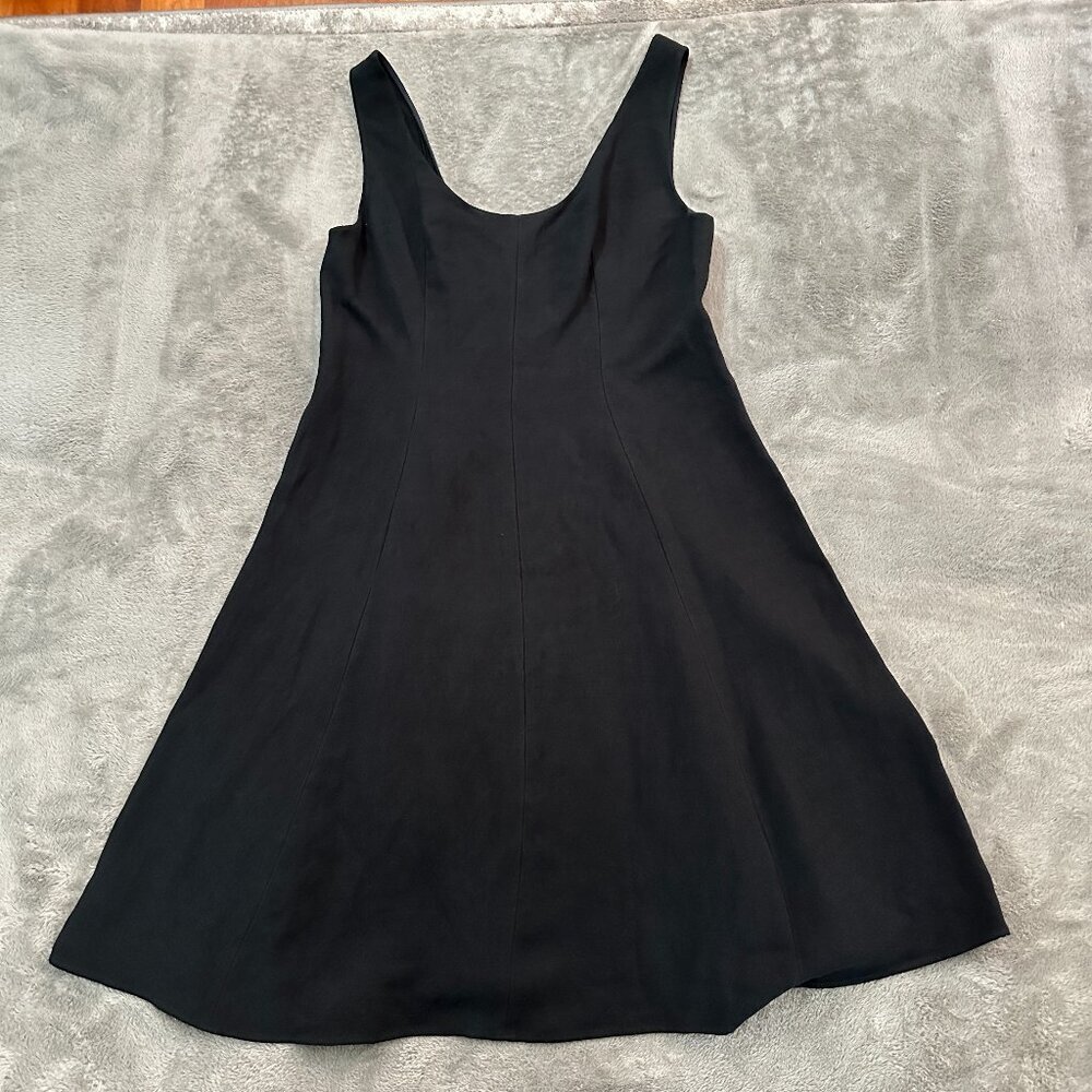 Vince Linen Blend Black Scoop Neck Black Fit and Flare Dress Women's MEDIUM